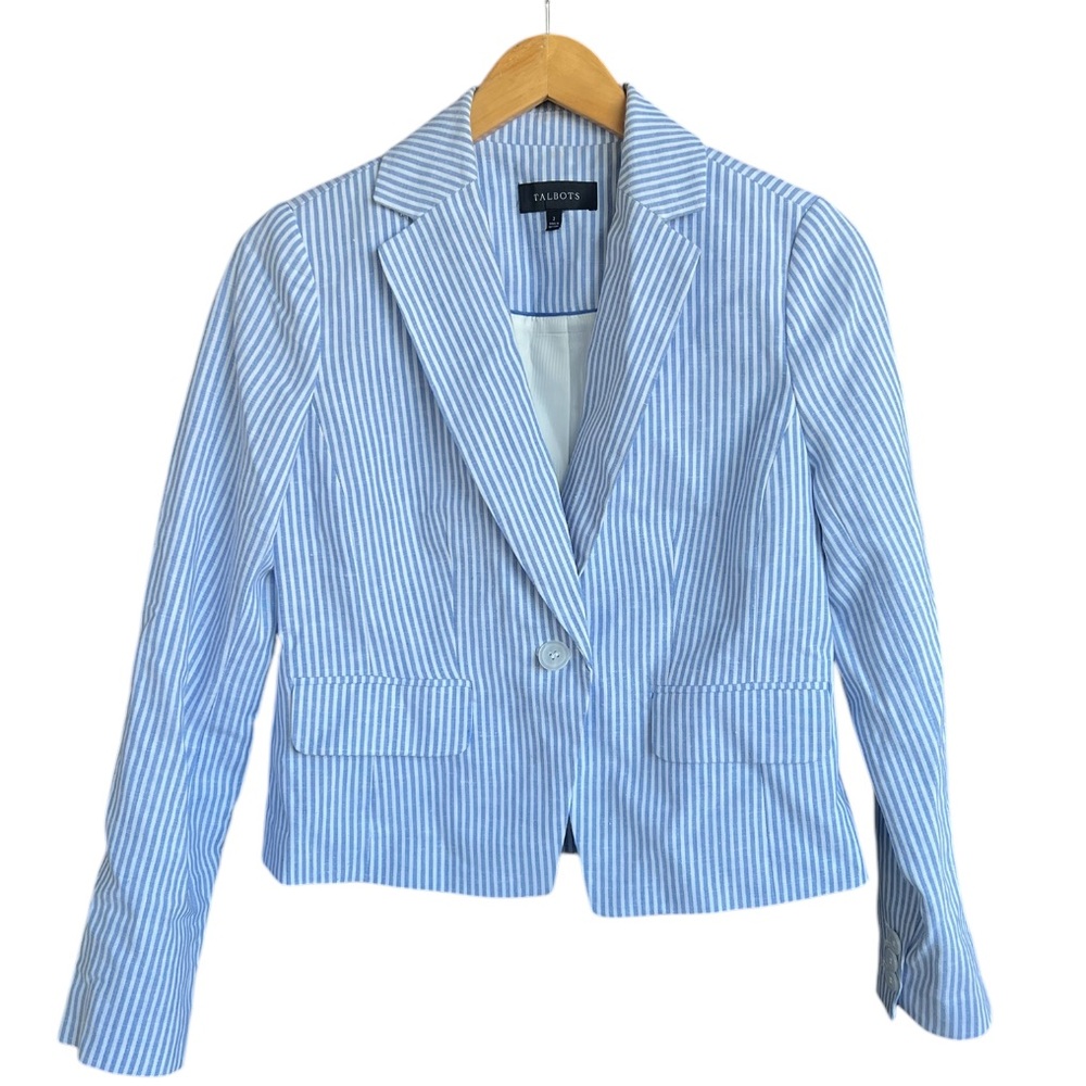 Talbots Linen Blend Sunset Striped Blazer